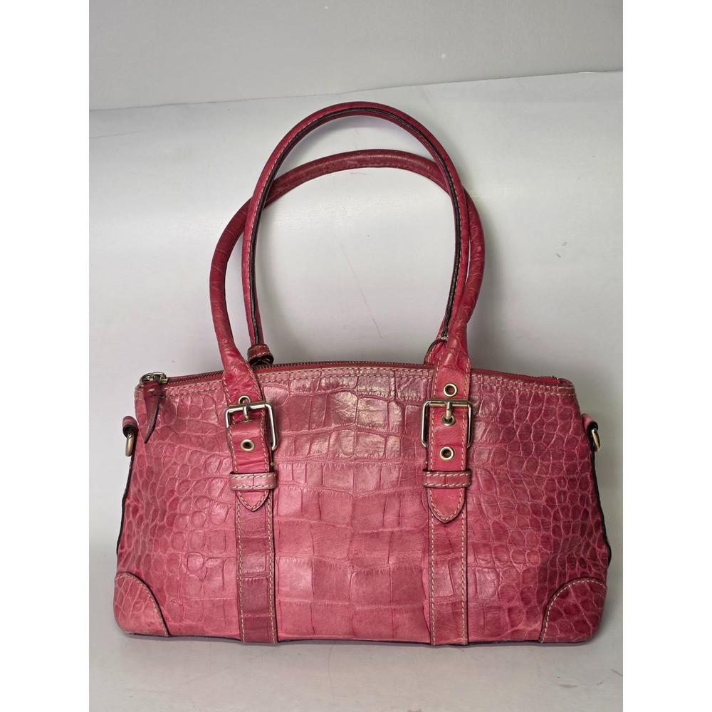 Vintage Dooney and Bourke Pink Alligator Croc Leather Domed Satchel Nile Coll